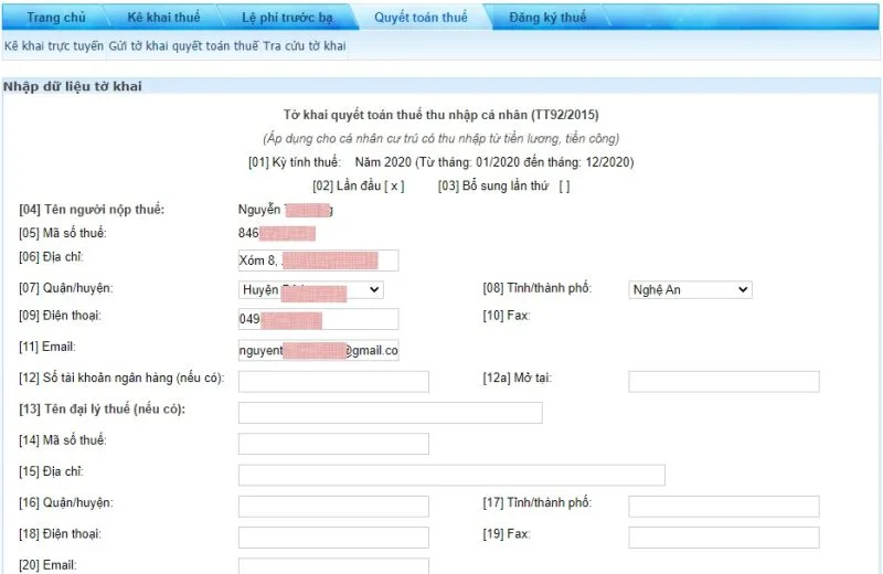 Hướng dẫn quyết toán thuế TNCN